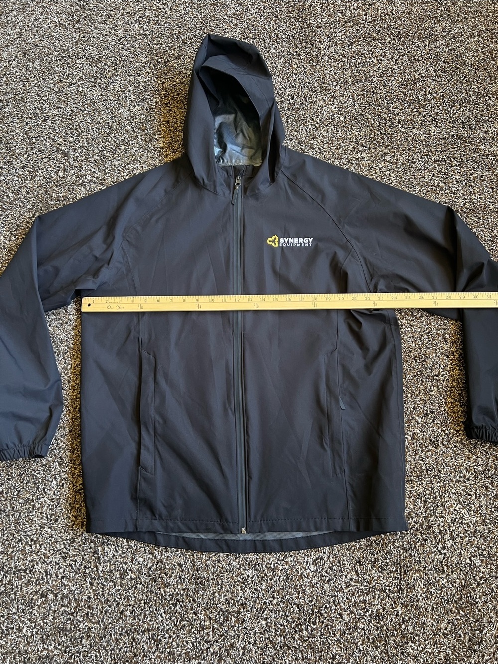 Port Authority Black Hooded Raincoat with Yellow Logo Patch - Picture 7 of 9